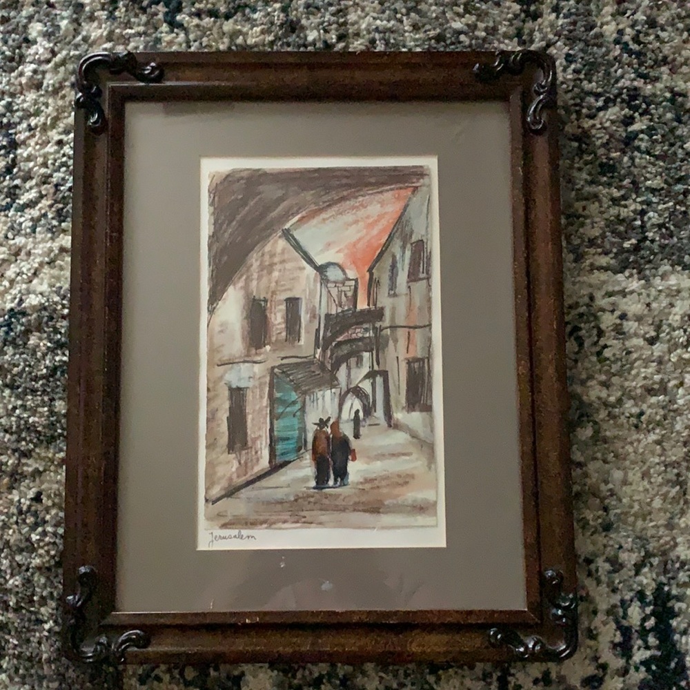 Scenes of Jerusalem Painting Matted
